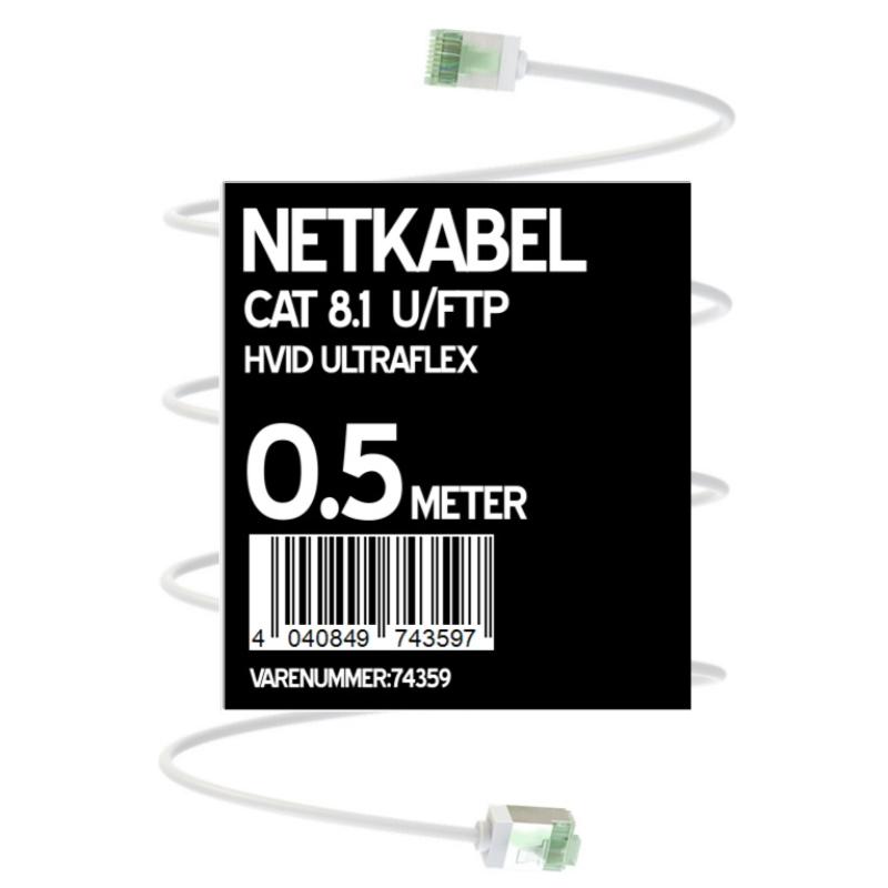 Patchkabel CAT 8.1 0,5m Hvid
