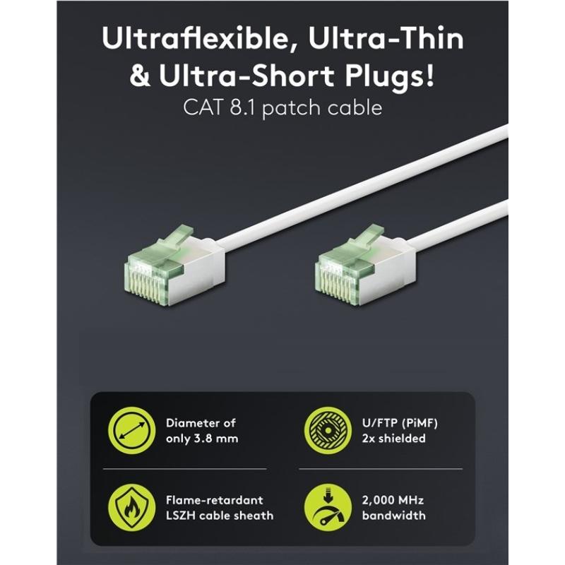 Patchkabel CAT 8.1 3m Hvid - Billede 2
