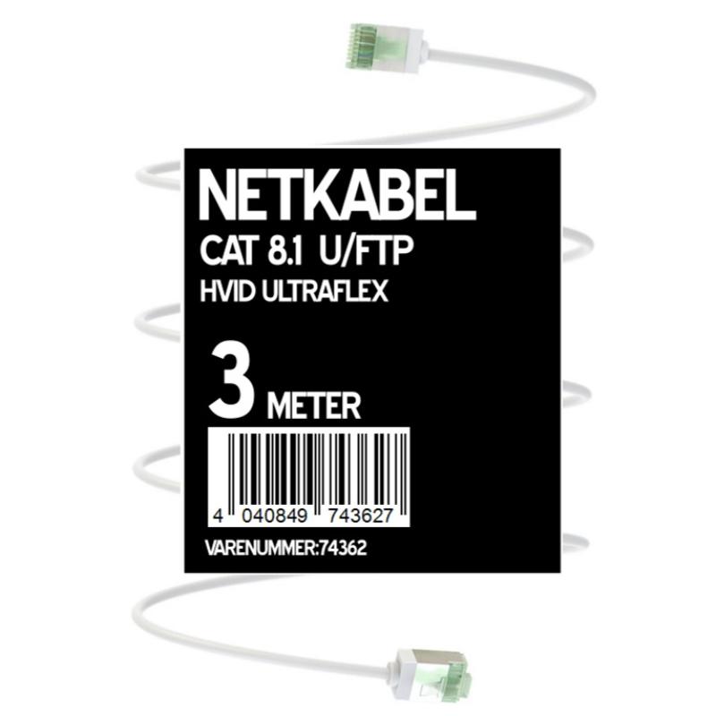 Patchkabel CAT 8.1 3m Hvid
