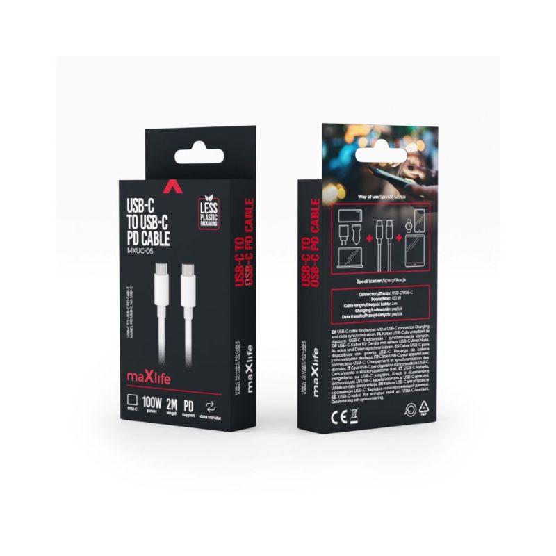 maXlife 2m 100W USB-C - USB-C kabel - Billede 2