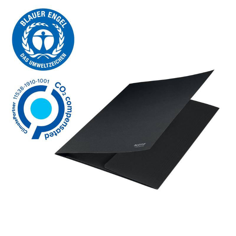 3-klap mappe recycle karton A4 sort - Billede 2