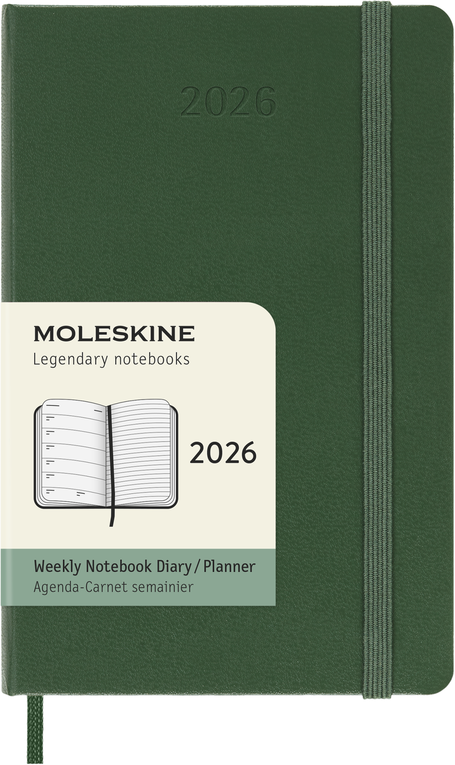 Classic Hard 12M Week Note Pocket Myrtle Green 2026