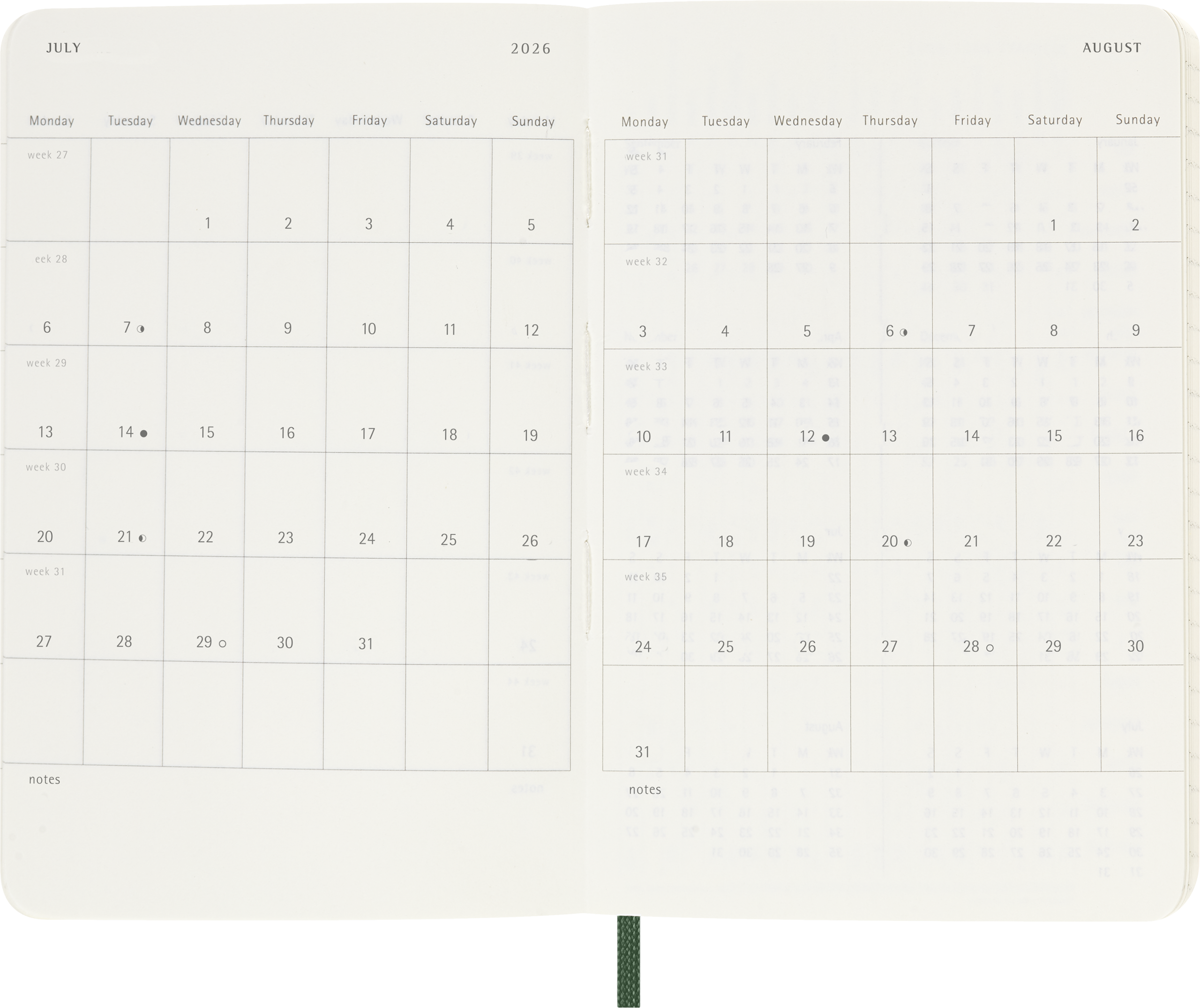 Classic Soft 12M Week Note Pocket Myrtle Green 2026 - Billede 5