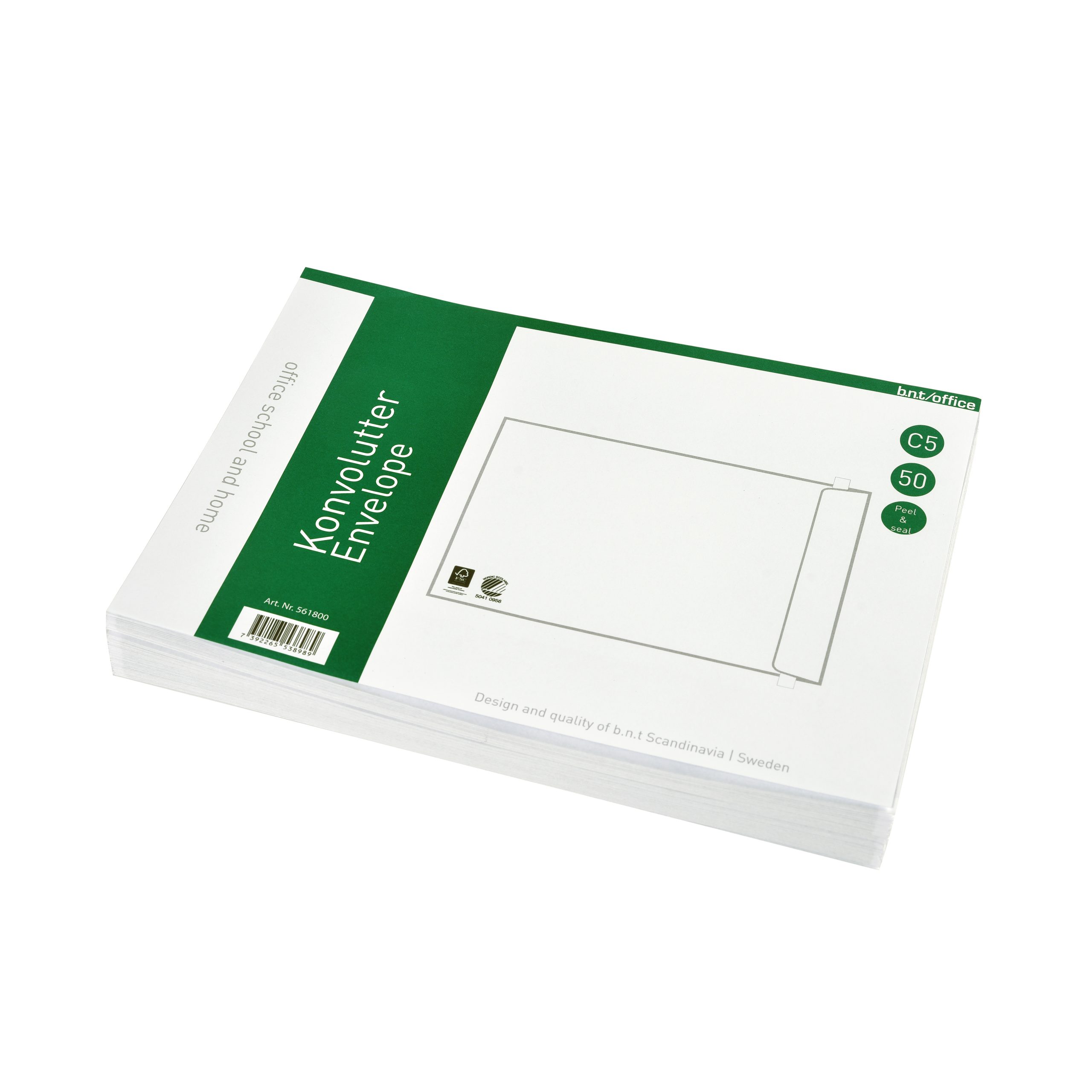 Kuverter C5P Peel & Seal 50st Hvid