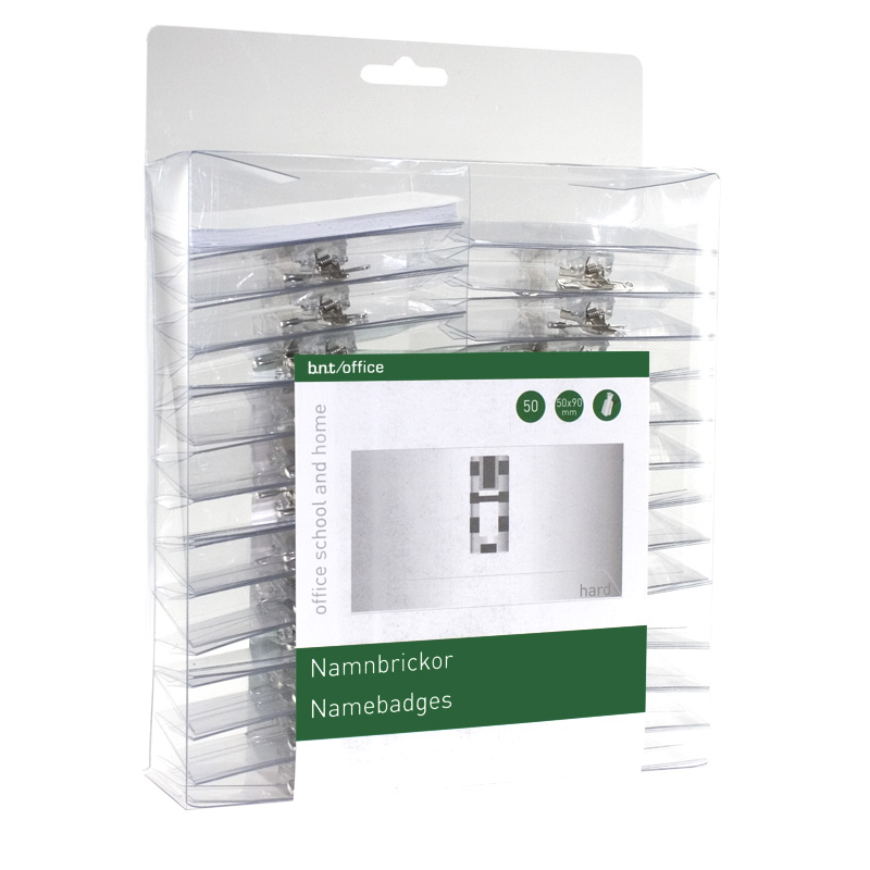 Navneskilt Clip 50x90mm 50 Pack