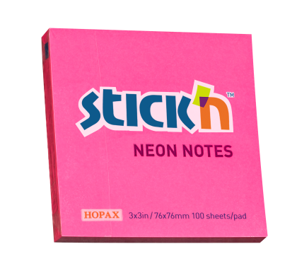Notesblok 76x76 100 Blad Neon Rød