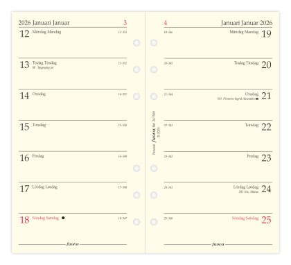 Refill Personal 2026 Uge Per Siden Svensk/Dansk/Norsk