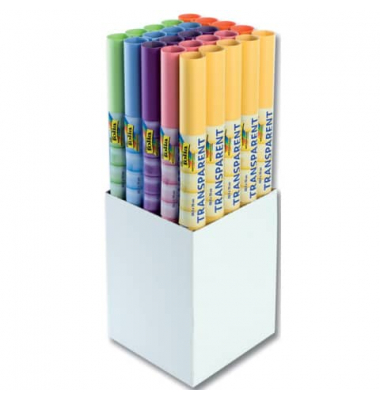 Transparent Papir 505 x 70 cm 25 Ruller Display 6 Farver