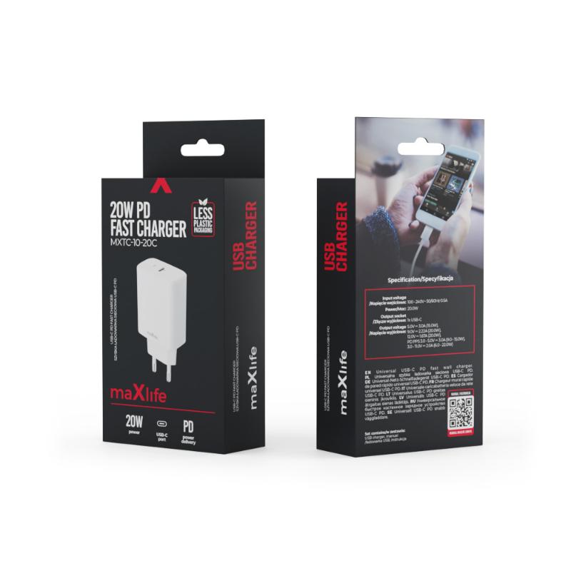 maXlife 20W PD QC USB-C lader