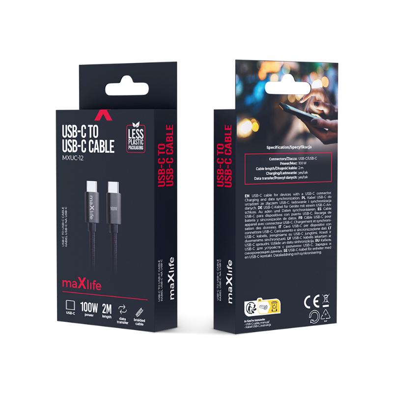 maXlife 2m 100W USB-C-USB-C Kabel