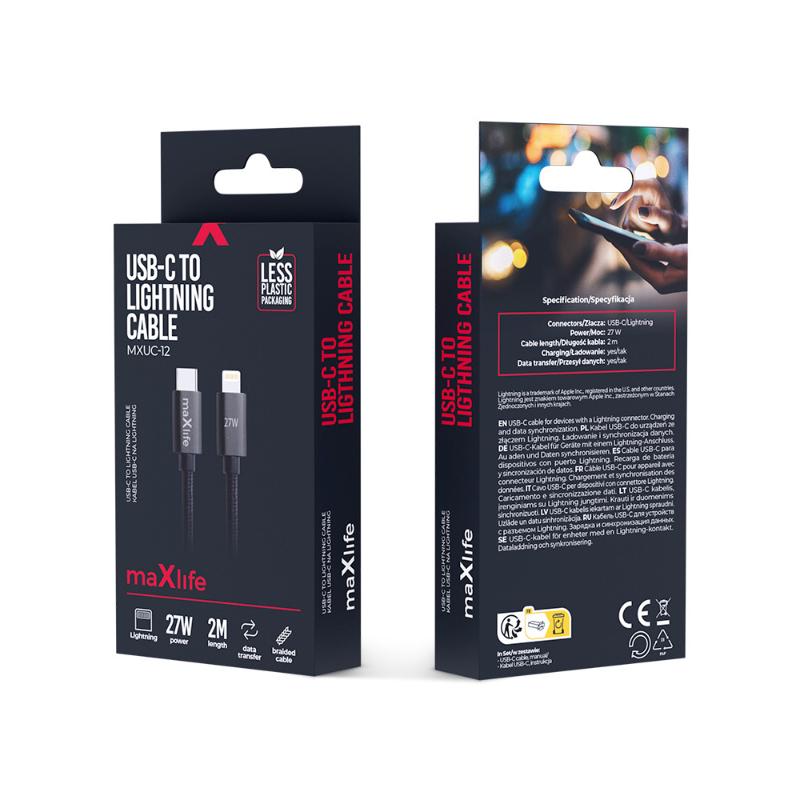 maXlife 2m 27W USB-C-Lightning Kabel