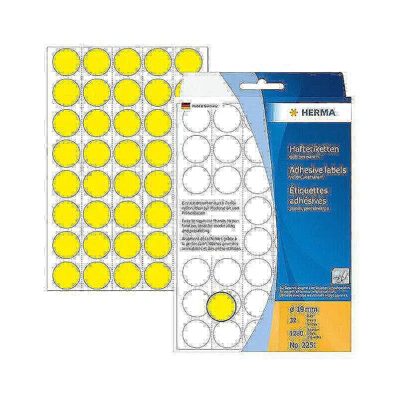 HERMA Multi-purpose labels ø19 Gul