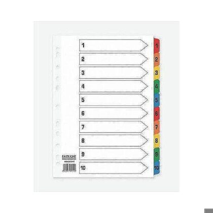 Indexblade, 1-10  faner i gul karton