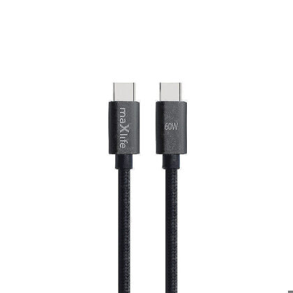 Maxlife MXUC-12 cable USB-C - USB-C 2,0 m 60W black