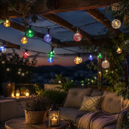 String Light Solar LED CRYSTAL BALLS SCB61 6,5m 30 balls multicolor Forever Light
